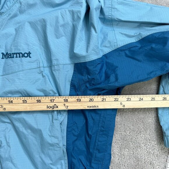 Marmot Women's Lightweight Rain Jacket Hood Pockets Hiking Size M Blue - Picture 4 of 12